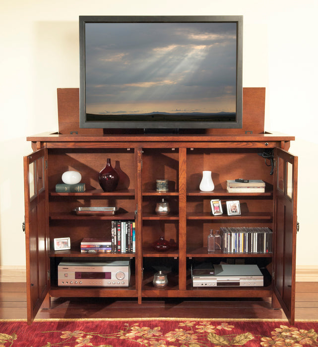 Touchstone 70162 Bungalow unfinished TV Lift Cabinet for TVs Up To 60 inch,  Unfinished Oak – Touchstone Home Products, Inc.