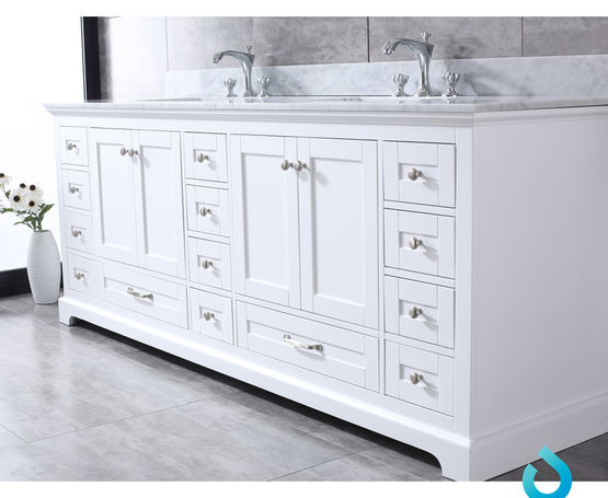Lexora Dukes 84 - White Double Bathroom Vanity (Options: White