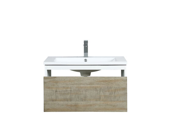 Lexora Scopi 30" Rustic Acacia Bathroom Vanity, Acrylic Composite Top with Integrated Sink, and Balzani Gun Metal Faucet Set - Lexora - Ambient Home