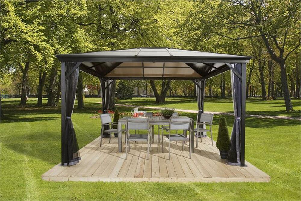 Sojag™ Verona Gazebo Nett with Mosquito Roof Home & Hard Ambient Polycarbonate Roof —