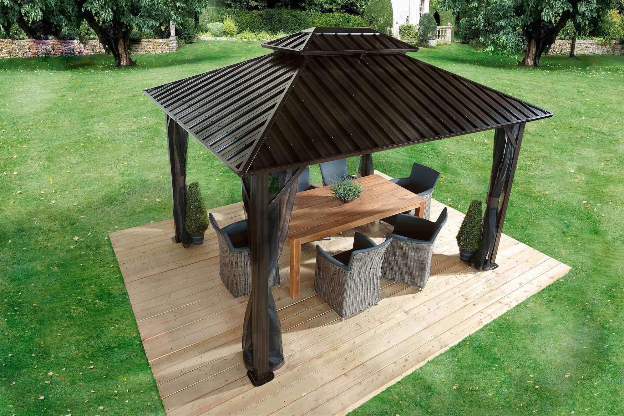 Sojag™ Genova II Double-Roof Gazebo With Mosquito Netting — Ambient Home