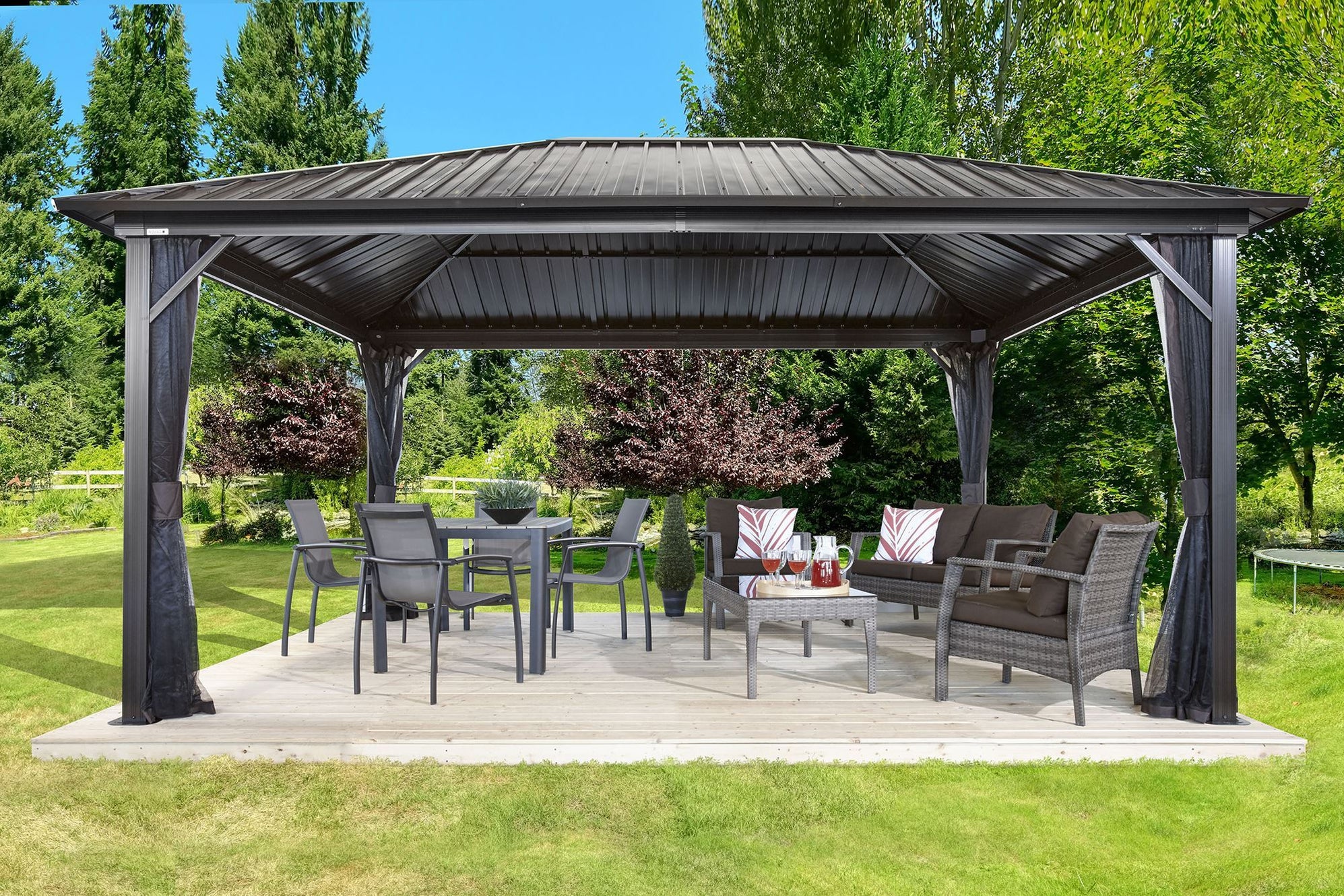 Sojag™ Genova Gazebo Steel Roof With Mosquito Netting — Ambient Home